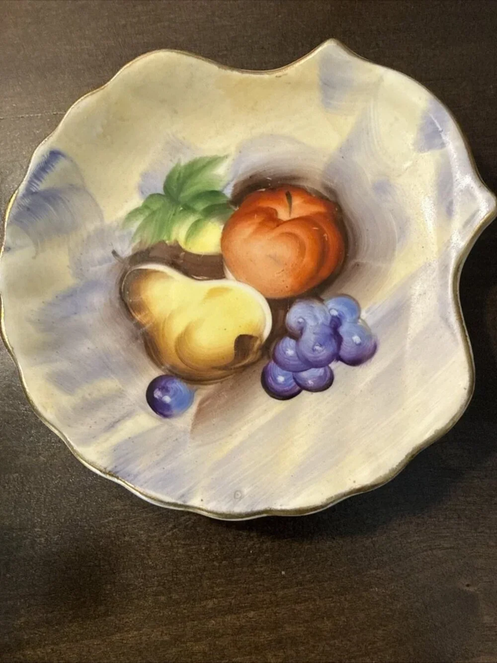 Vintage, Enesco Japan,Pear, Apple, Grapes Sauce & Butter Pat Set With Gold Trim